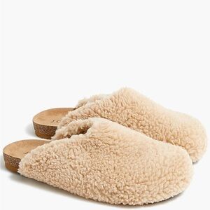 J. Crew Light Khaki Sherpa Clog Slippers Size 8
